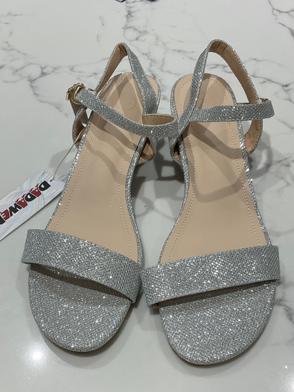 Dadawen Glitter Slingback Sandals in Silver - Women